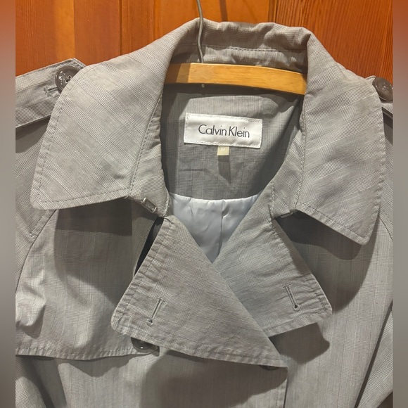 Calvin Klein Double Breasted Cotton Buckle Waist Trench Coat - Picture 4 of 17